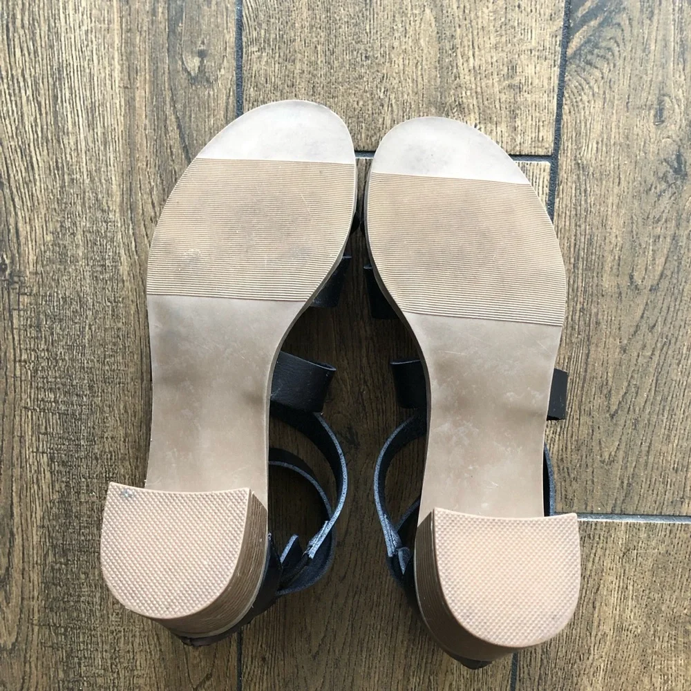 Material Girl Black Strappy Block Heel Sandals